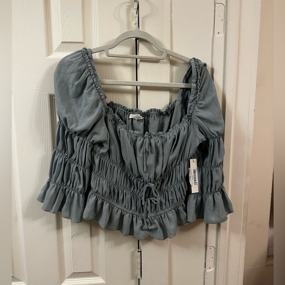Light Blue Off the Shoulder Blouse